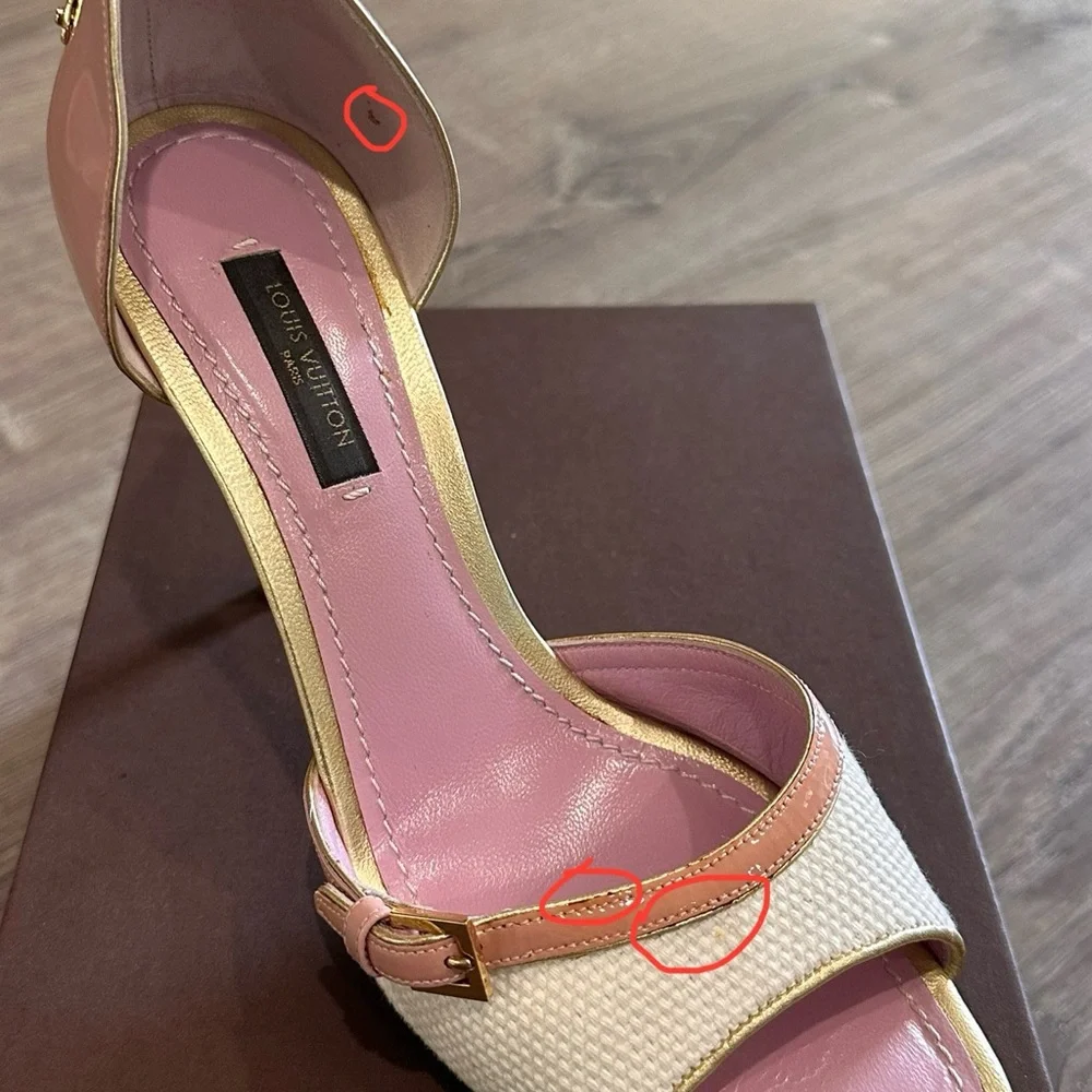 Louis Vuitton White/Lilac Sandal Heels - Picture 9 of 11